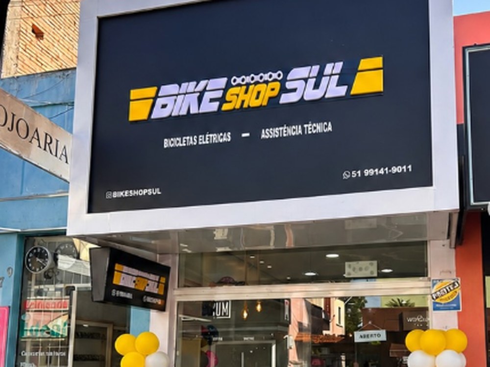 Fachada da filial Bike Shop Sul no centro de Montenegro